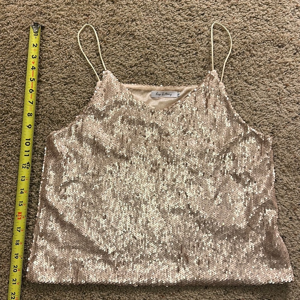 Pink Champagne Rose & Mary Sequence Cami Top